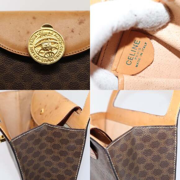 CELINE Macadam Canvas Hand Bag Pvc Leather Brown - Picture 11 of 13